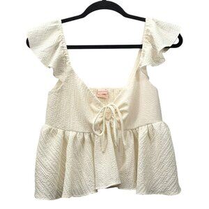 Urban Outfitters Small Flowy Blouse with Tie Front